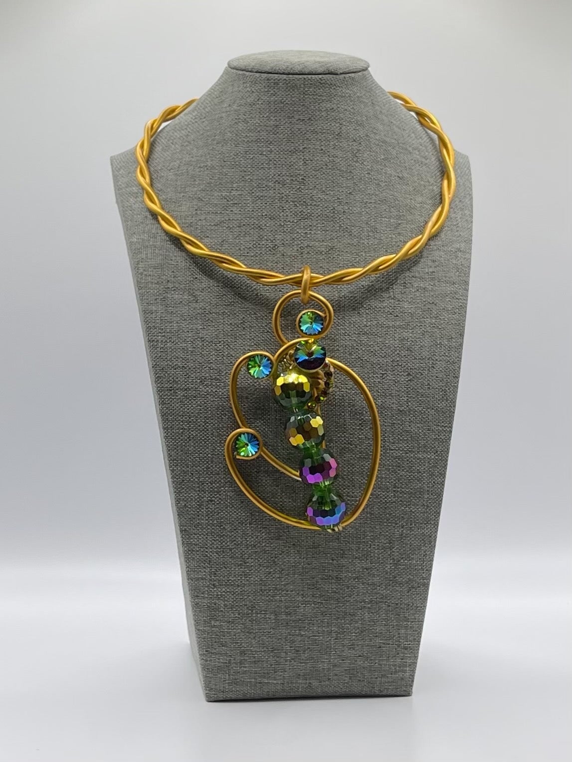 Prism bead and gold twist necklace Jewelry theredvelvetboutique