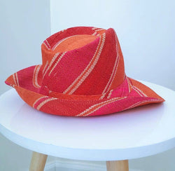 Raffia Straw Fedora Hat: Orange
