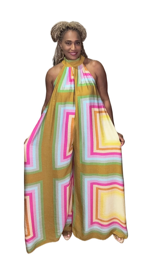 Retro Print Jumpsuit