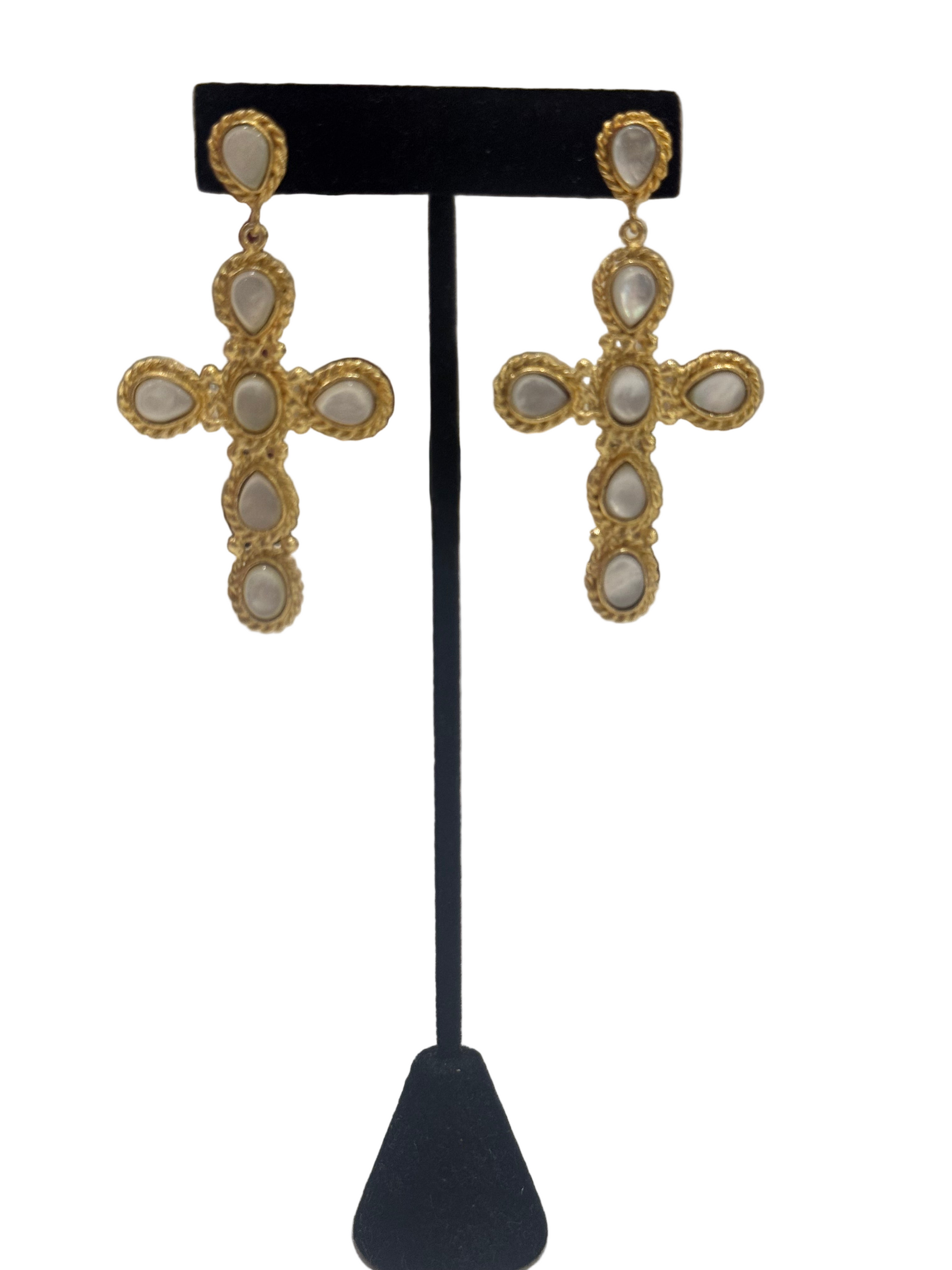 Mother of Pearl Cross Earrings