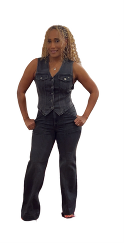 Charcoal Wash Mid Rise Stretch Jeans