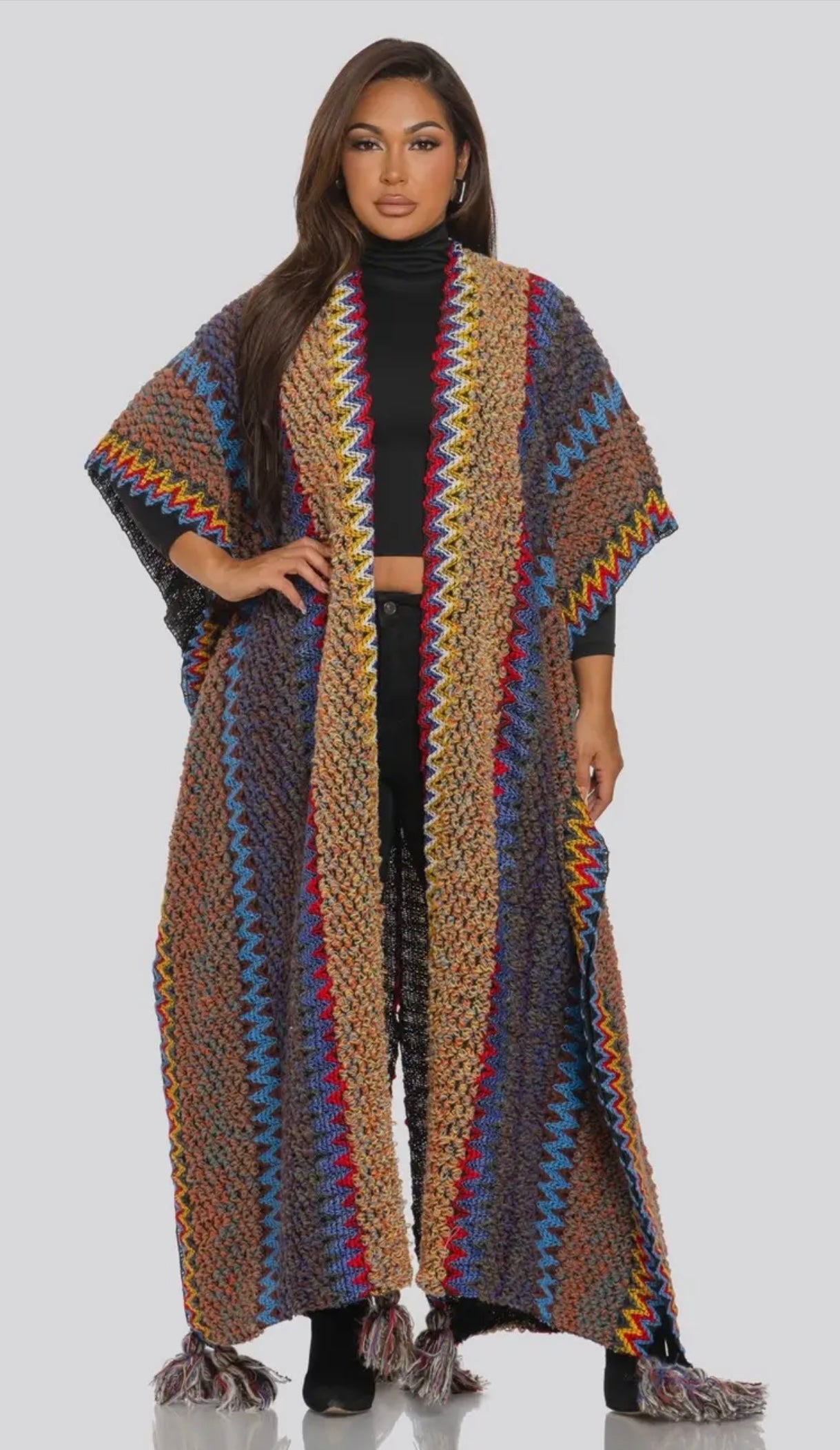 Earthy Tones Tassel Cardigan