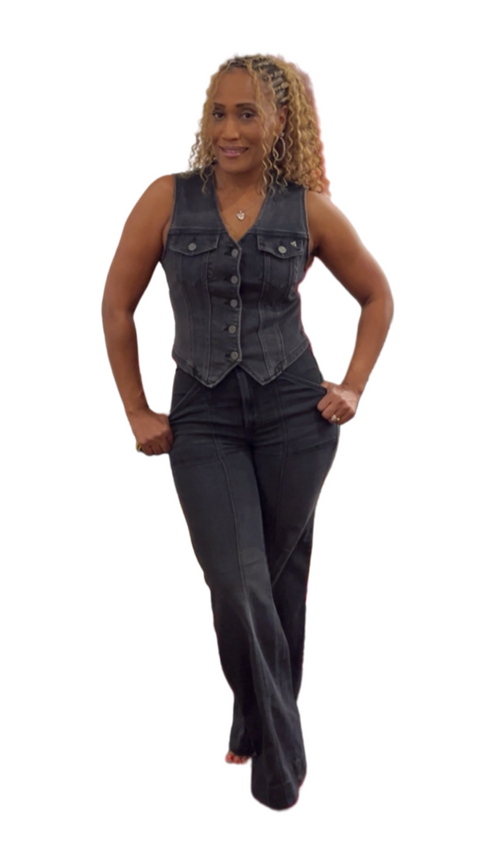 Charcoal Wash Mid Rise Stretch Jeans