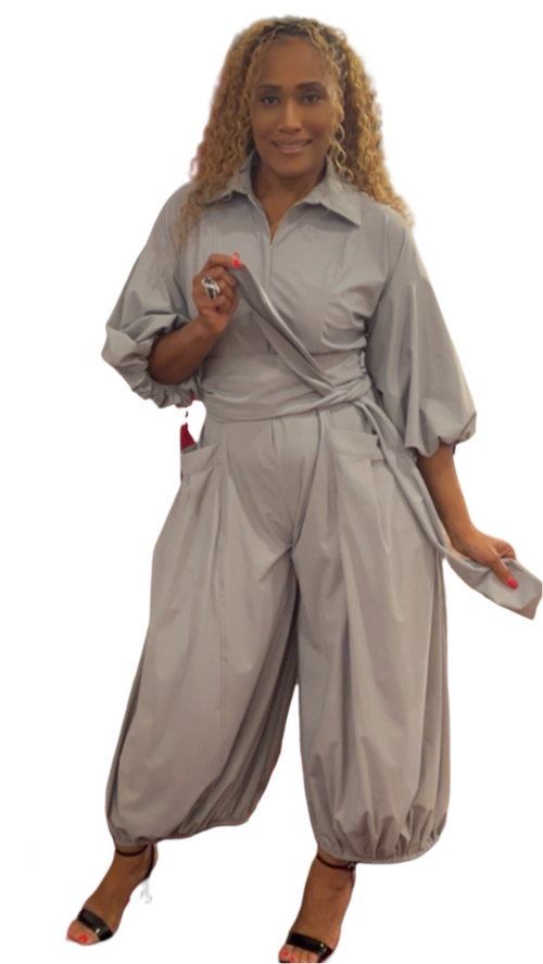 Blouson Sleeve Wide-Leg Jumpsuit