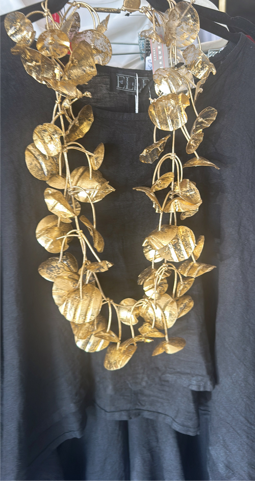 Double Water Lily Necklace -
Hand-Gilded