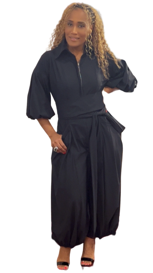 Blouson Sleeve Wide-Leg Jumpsuit
