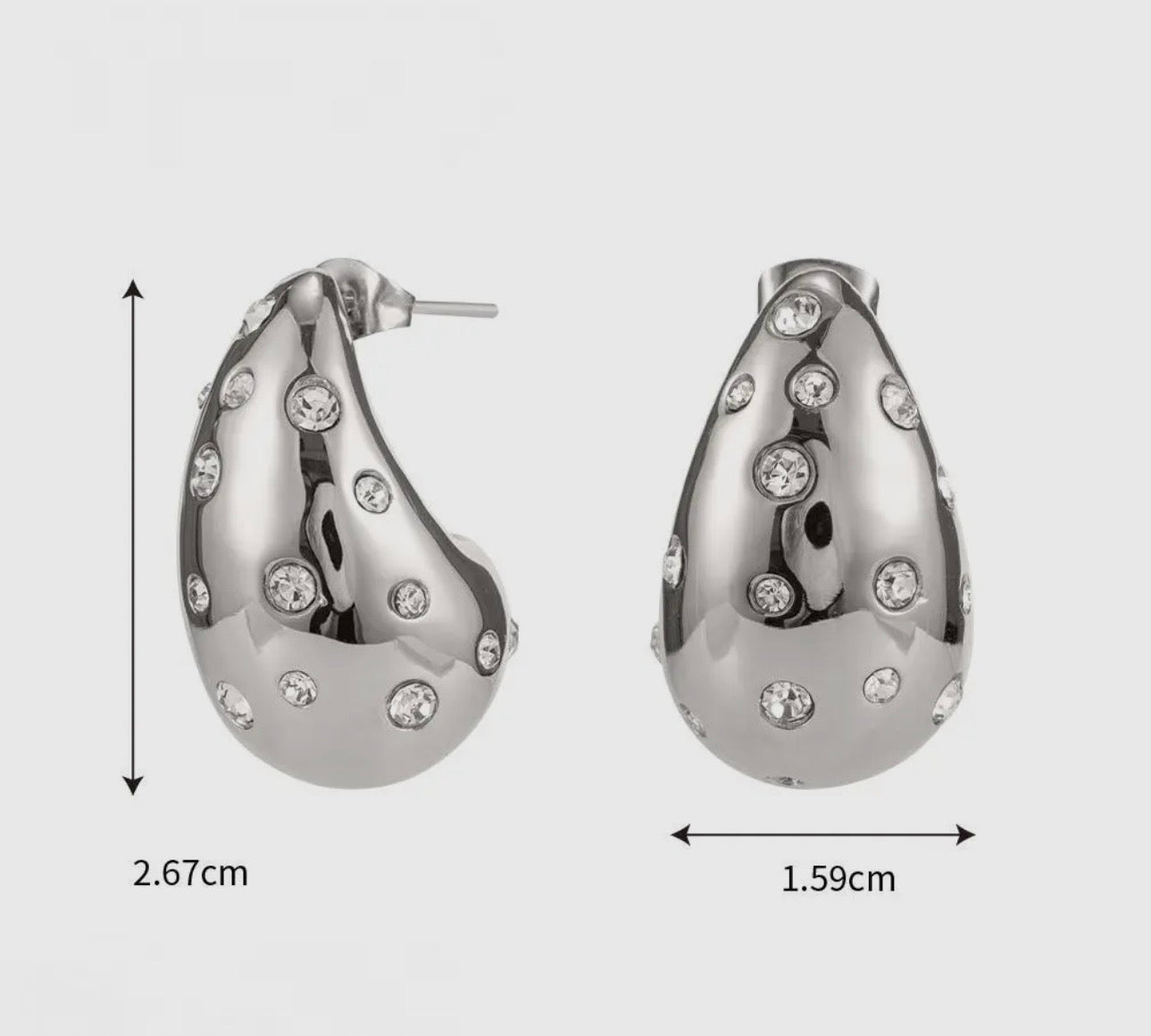 Hollow Teardrop w/ rhinestones