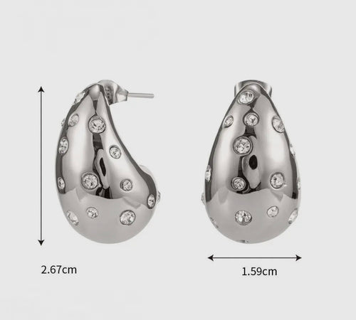 Hollow Teardrop w/ rhinestones