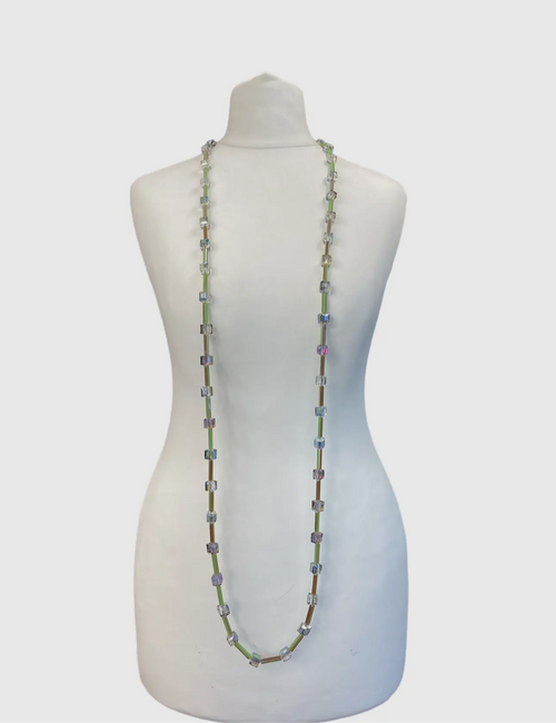 Vintage Crystal Cubics and
Tubes Necklace