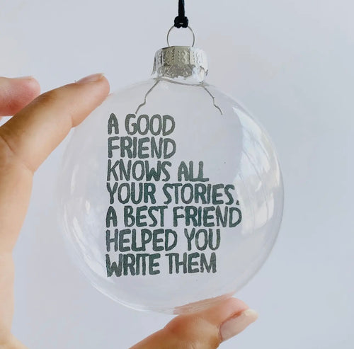 Best Friend Stories See-Through/Glitter Glass Ornament