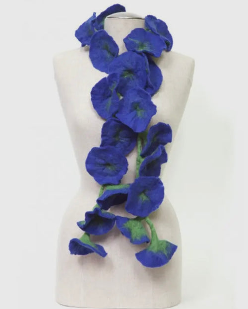 Felted Flower Scarves- Blue/ Green