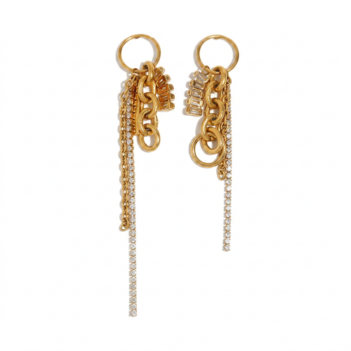 Audacious Mixed Metal Chain Studs: Silver