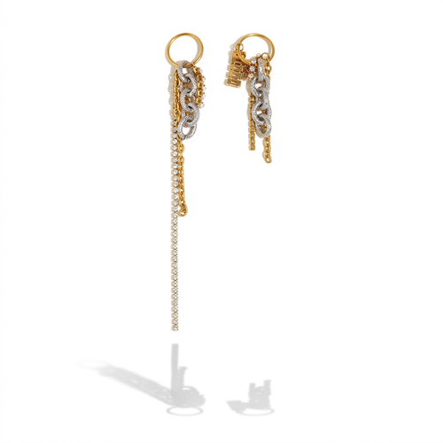 Audacious Mixed Metal Chain Studs: Silver