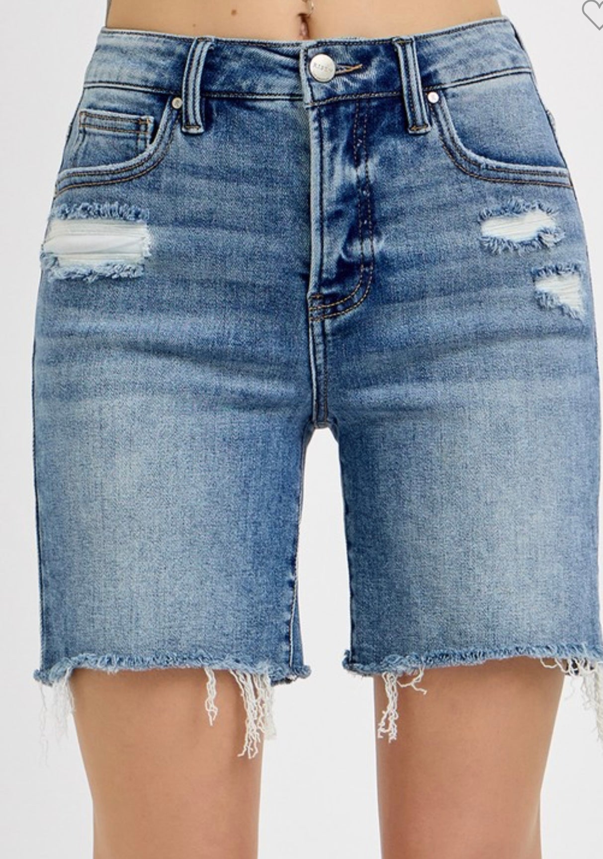 Distressed Denim Shorts
