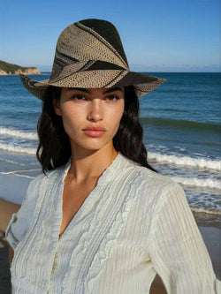 Raffia Straw Fedora Hat: Black
