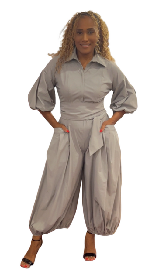 Blouson Sleeve Wide-Leg Jumpsuit