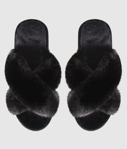 Memoi Beverly Fur Open Toe
Plush Slipper