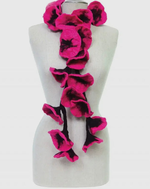 Felted Flower Scarves- Hot
Pink/ Black