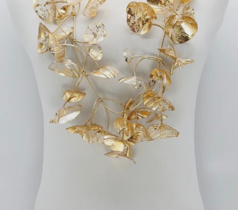 Double Water Lily Necklace -
Hand-Gilded