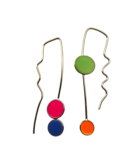 Colorful statement earrings: Razzles: Brass
