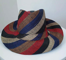 Raffia Straw Fedora Hat: Red