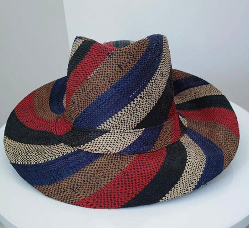 Raffia Straw Fedora Hat: Red