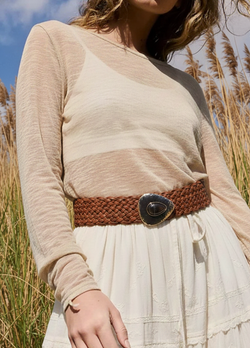 Wide Woven Asymmetrical Buckle Belt