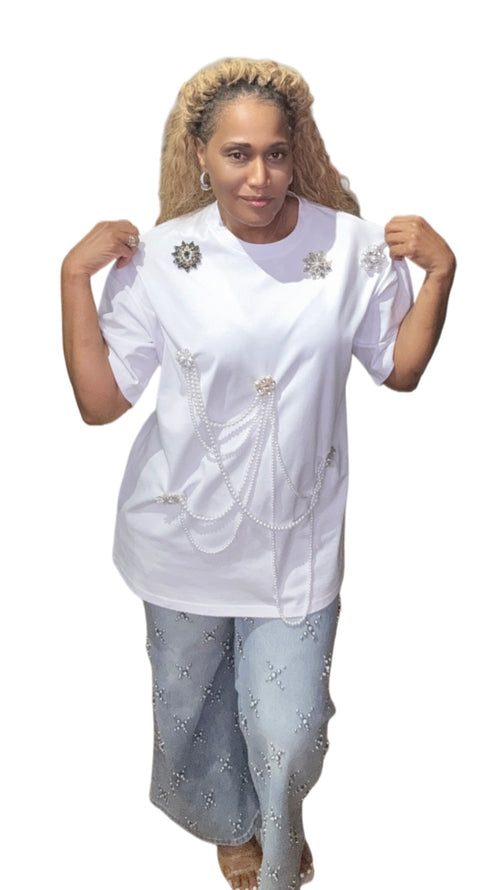 Pearl Chain Embellished Tee