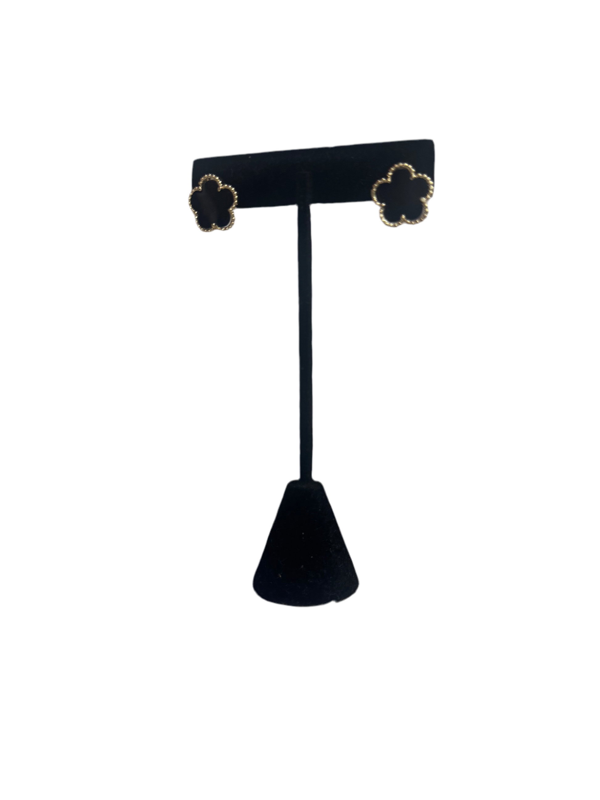 Black and Gold Clover Earrings