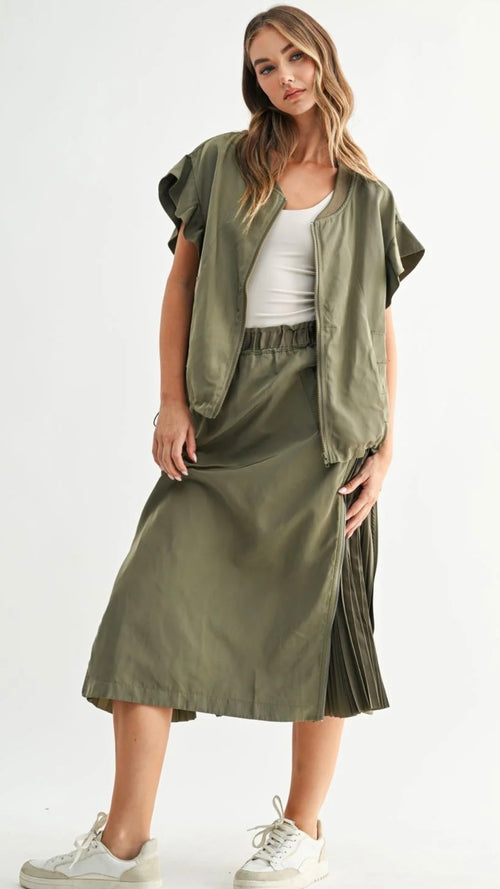 JELANI SKIRT WITH PLEATED
ZIPPER SIDES