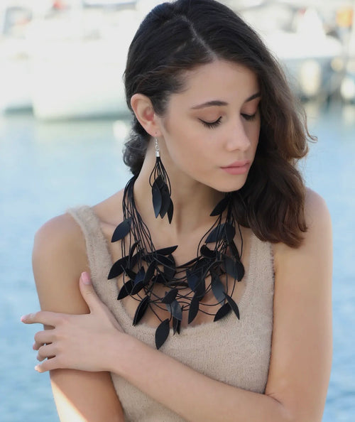 Handmade Special Design Leather Leaf Jewelry Set