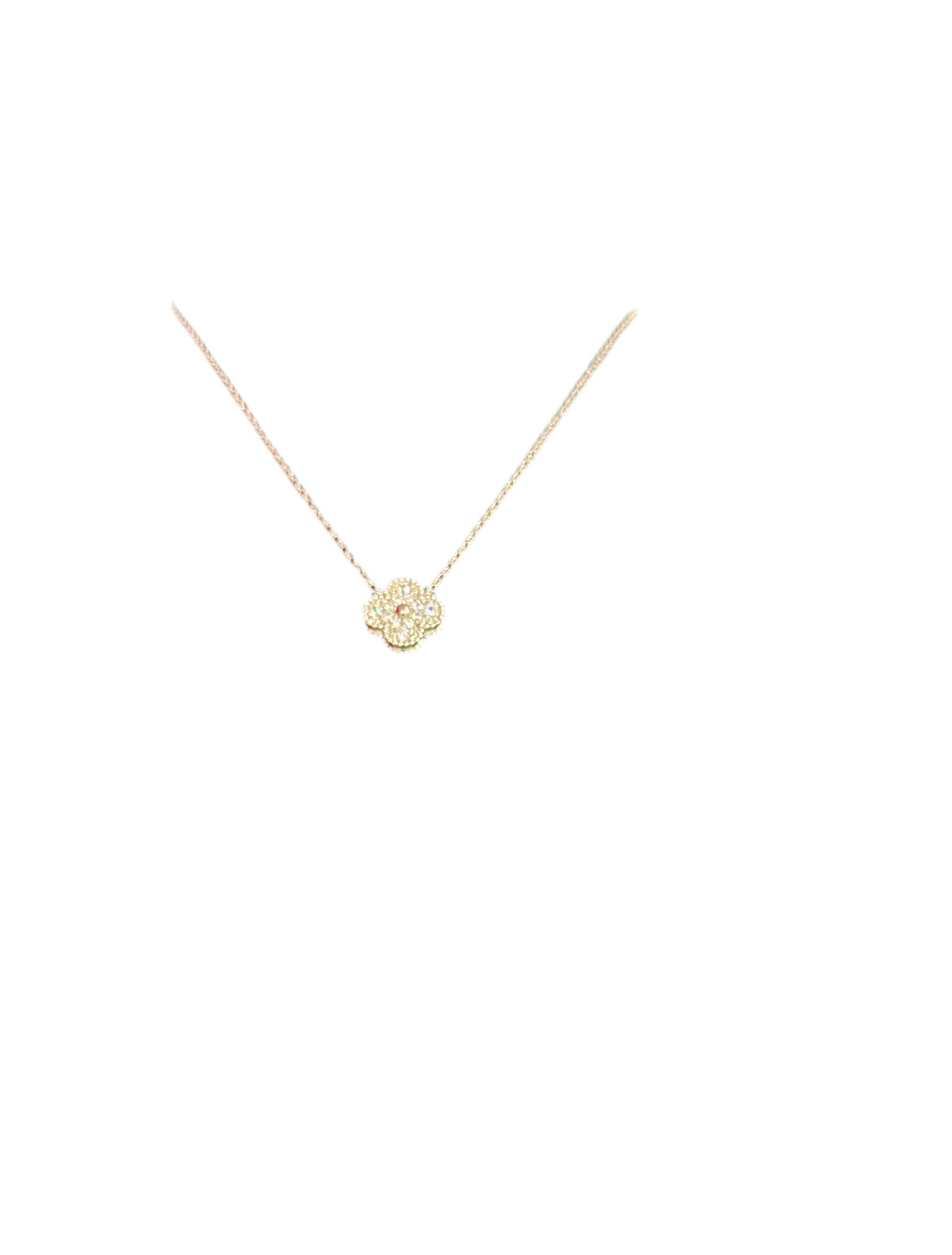 Crystal Clover Single Short Necklace