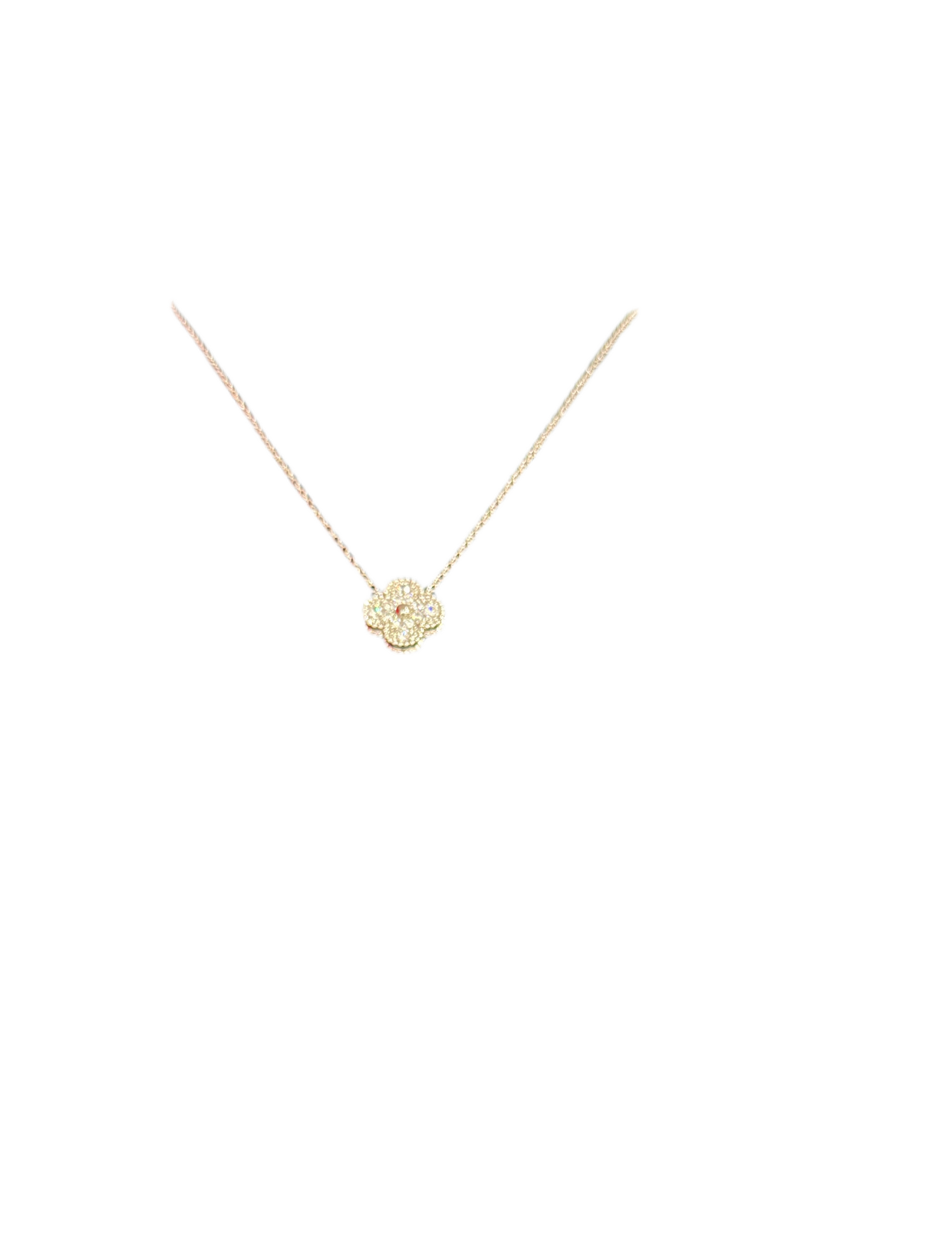Crystal Clover Single Short Necklace