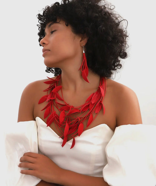 Handmade Special Design Leather Leaf Jewelry Set