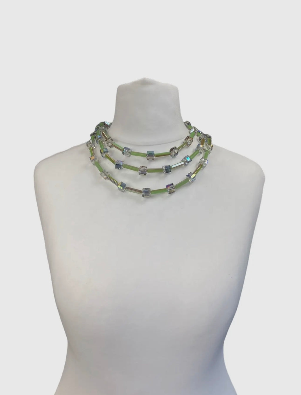 Vintage Crystal Cubics and
Tubes Necklace