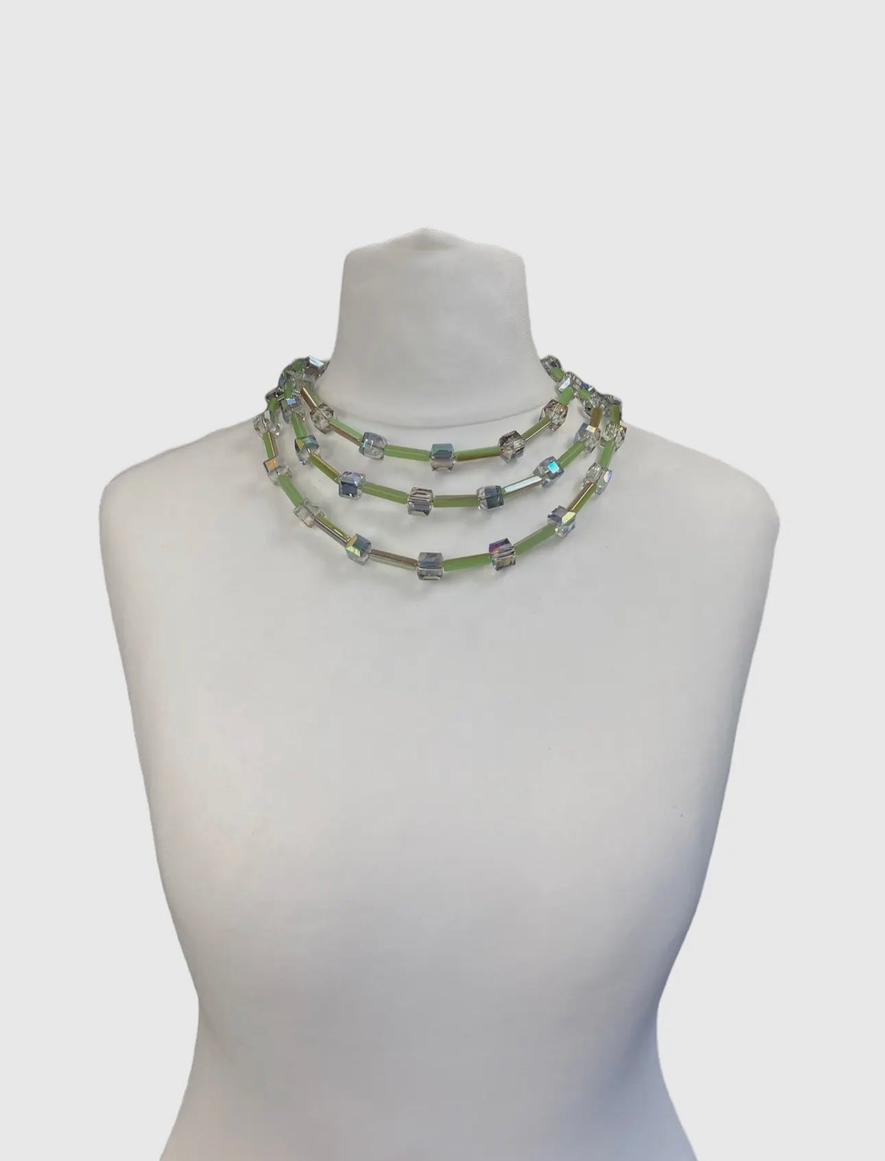 Vintage Crystal Cubics and
Tubes Necklace