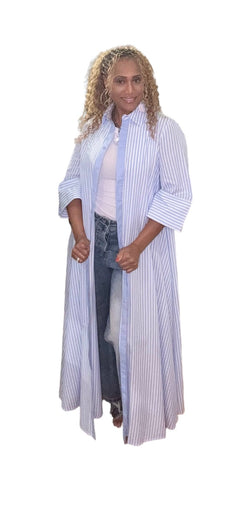 Business Casual Loose Fit Striped
Maxi Shirt