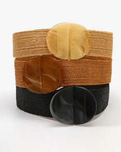 Resort Eco Chic Woven Belt with Oversized Buckle