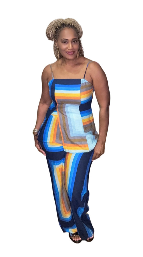 Retro Stripe Pants Set