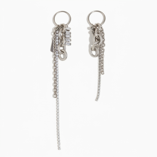 Audacious Mixed Metal Chain Studs: Silver