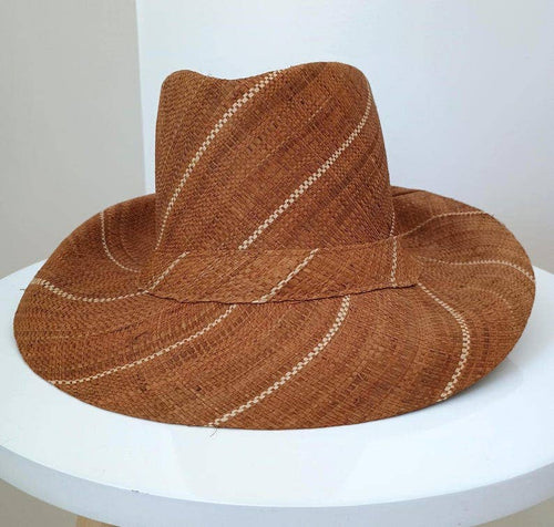 Raffia Straw Fedora Hat: Brown