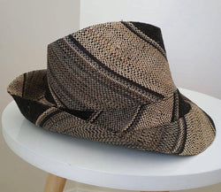 Raffia Straw Fedora Hat: Black