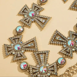 Pave Crystal Cross Chain Belt