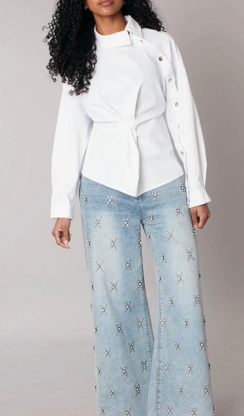 Starburst Pearl Wide-Leg Jeans