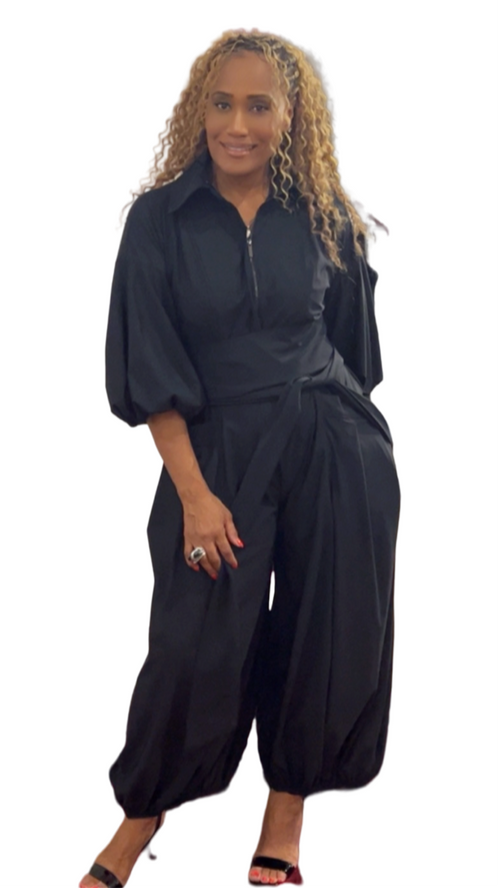 Blouson Sleeve Wide-Leg Jumpsuit