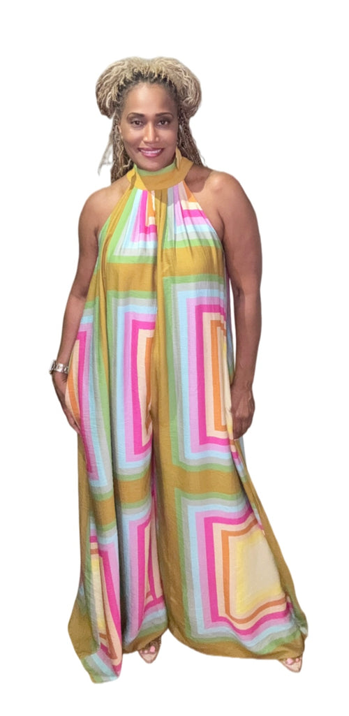 Retro Print Jumpsuit