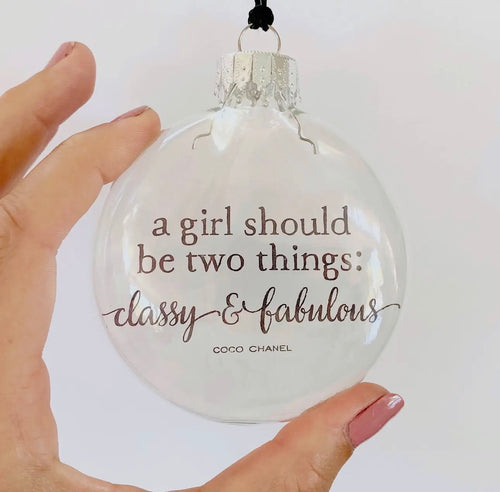 Classy & Fabulous See-Through/Glitter Glass Holiday Ornament