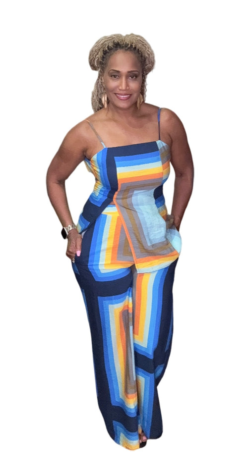 Retro Stripe Pants Set