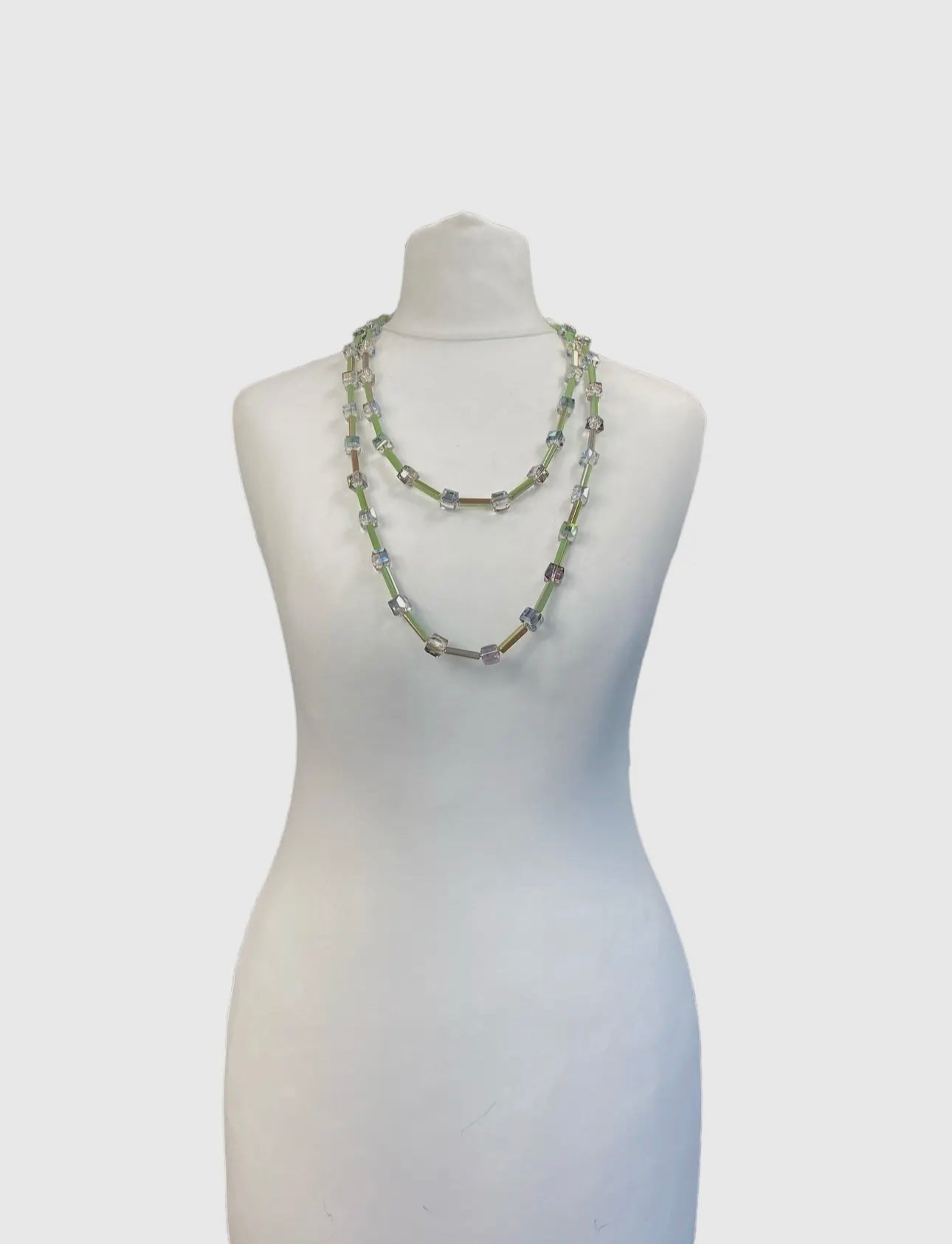 Vintage Crystal Cubics and
Tubes Necklace