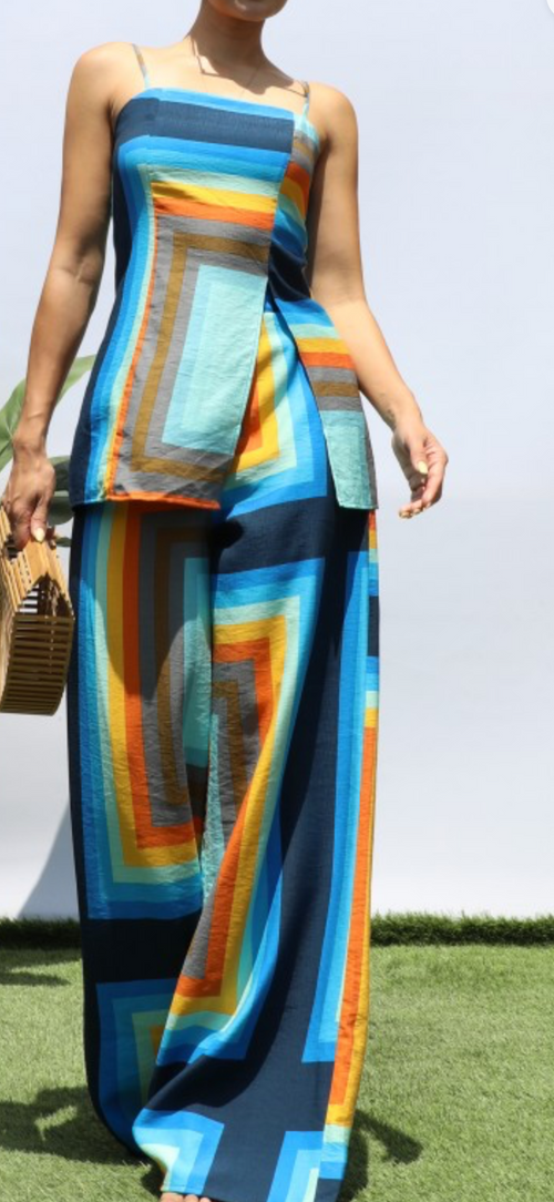 Retro Stripe Pants Set